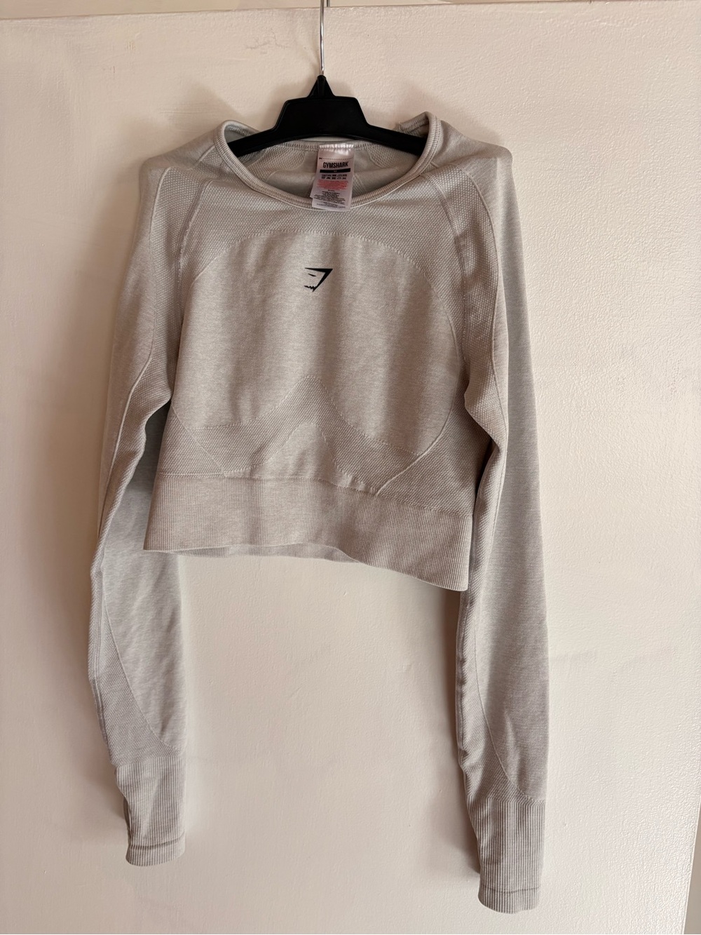 Gymshark Light Gray Cropped Long-Sleeve Seamless Top